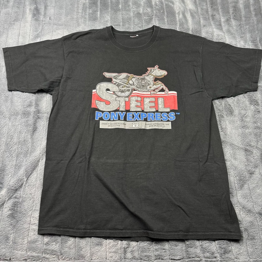 Vintage 1998 Steel Pony Express Harley Davidson New Orleans Biker T-Shirt XL